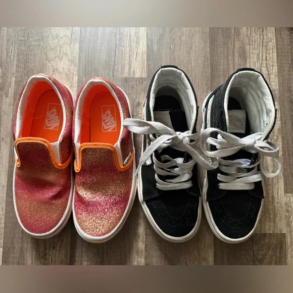Vans Kids Glitter Slip-On Sneakers - Pink and Gold Bundle Size Girls 13-13.5 - Picture 3 of 6